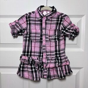 Beverly Hills Polo Club Pink Plaid Kids Cotton Shirt Size 3T